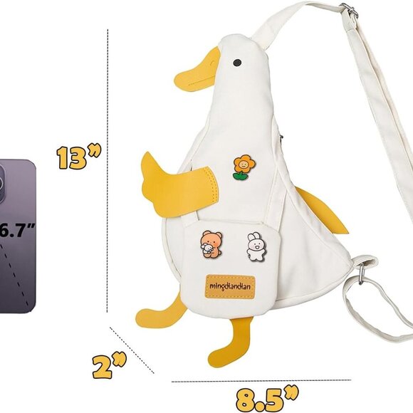 Kawaii Purse, Cute Duck Crossbody Shoulder Bag, Novelty Messenger Purse for Wome - Picture 3 of 7